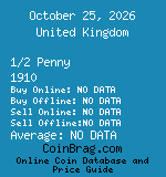 United Kingdom 1/2 Penny 1910  coin