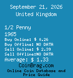 United Kingdom 1/2 Penny 1965  coin