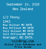 New Zealand 1/2 Penny 1943  coin