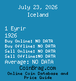 Iceland 1 Eyrir 1926  coin