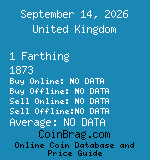 United Kingdom 1 Farthing 1873  coin
