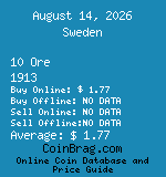 Sweden 10 Ore 1913  coin
