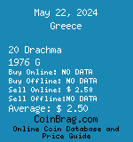 Greece 20 Drachma 1976 G coin