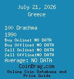 Greece 100 Drachma 1990  coin