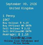 United Kingdom 1 Penny 1967  coin