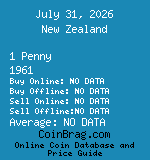 New Zealand 1 Penny 1961  coin