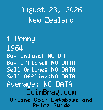 New Zealand 1 Penny 1964  coin