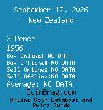 New Zealand 3 Pence 1956  coin