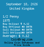 United Kingdom 1/2 Penny 1975  coin