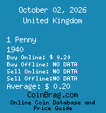 United Kingdom 1 Penny 1940  coin
