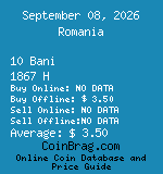 Romania 10 Bani 1867 H coin