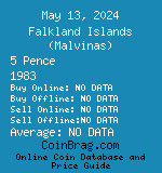 Falkland Islands (Malvinas) 5 Pence 1983  coin