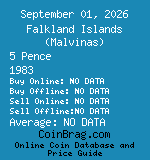 Falkland Islands (Malvinas) 5 Pence 1983  coin