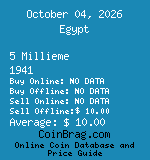 Egypt 5 Millieme 1941  coin