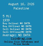 Palestine 5 Mil 1939  coin