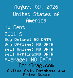 United States of America 10 Cent 2001 S coin