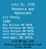 Rhodesia and Nyasaland 1/2 Penny 1955  coin