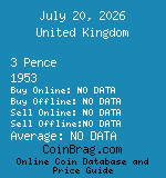 United Kingdom 3 Pence 1953  coin