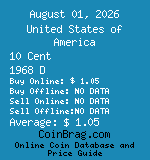 United States of America 10 Cent 1968 D coin