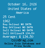 United States of America 25 Cent 1962  coin