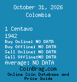 Colombia 1 Centavo 1942  coin