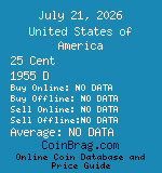 United States of America 25 Cent 1955 D coin