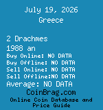 Greece 2 Drachmes 1988 an coin