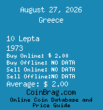 Greece 10 Lepta 1973  coin