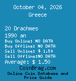 Greece 20 Drachmes 1990 an coin