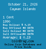Cayman Islands 1 Cent 1990  coin