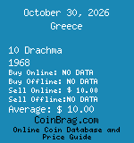Greece 10 Drachma 1968  coin