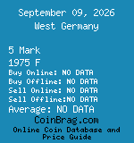 West Germany 5 Mark 1975 F coin