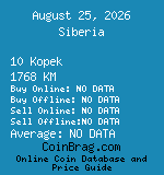 Siberia 10 Kopek 1768 KM coin