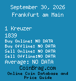 Frankfurt am Main 1 Kreuzer 1839  coin
