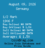 Germany 1/2 Mark 1906 F coin