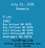 Romania 5 Lei 1942  coin