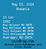 Romania 10 Lei 1992  coin