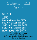 Cyprus 50 Mil 1955  coin