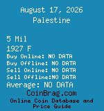 Palestine 5 Mil 1927 F coin