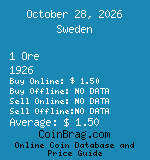 Sweden 1 Ore 1926  coin