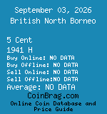 British North Borneo 5 Cent 1941 H coin
