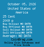 United States of America 25 Cent 2009 p coin