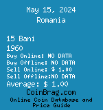 Romania 15 Bani 1960  coin