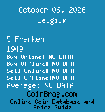 Belgium 5 Franken 1949  coin