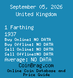 United Kingdom 1 Farthing 1937  coin