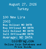 Turkey 100 New Lira 2003  coin