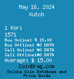 Kutch 1 Kori 1571  coin