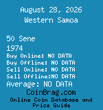 Western Samoa 50 Sene 1974  coin