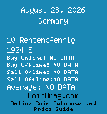 Germany 10 Rentenpfennig 1924 E coin