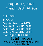 French West Africa 5 Franc 1956 a coin